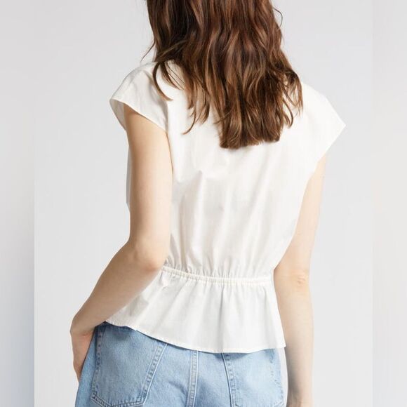 Rails NWT Savi Cotton Blend Peplum Blouse White Size L - Picture 5 of 16